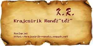 Krajcsirik Renátó névjegykártya